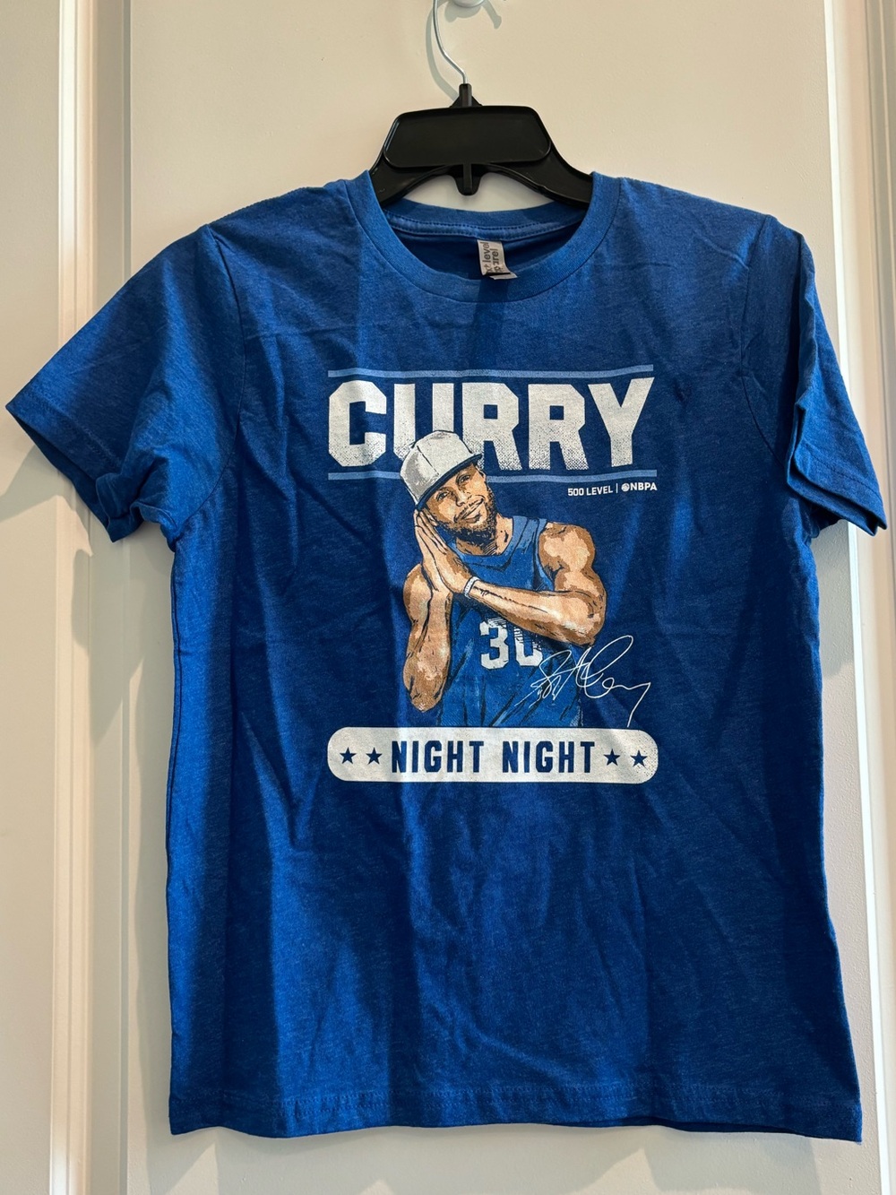 NWT Youth Large Stephen Curry Night Night Graphic T-Shirt Blue size 10/12 - Picture 3 of 4